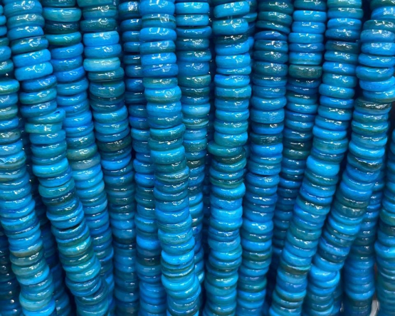 Бусины Перламутр тонированный цвет синий форма диск размер 6*2мм