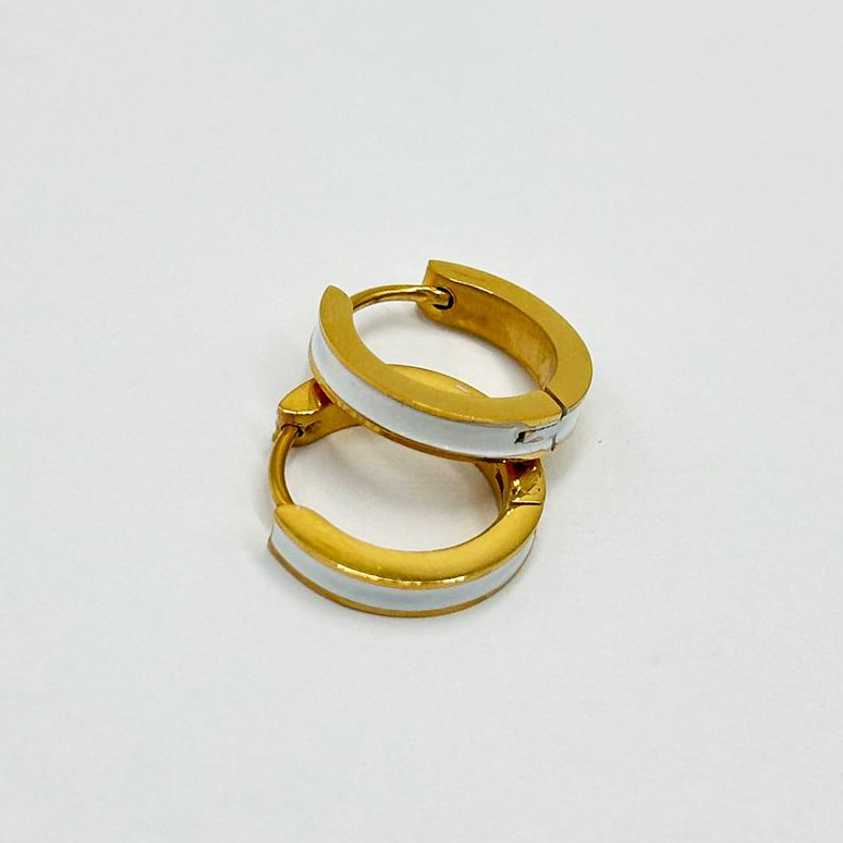 Швензы с белой эмалью размер 15,4мм цвет золото