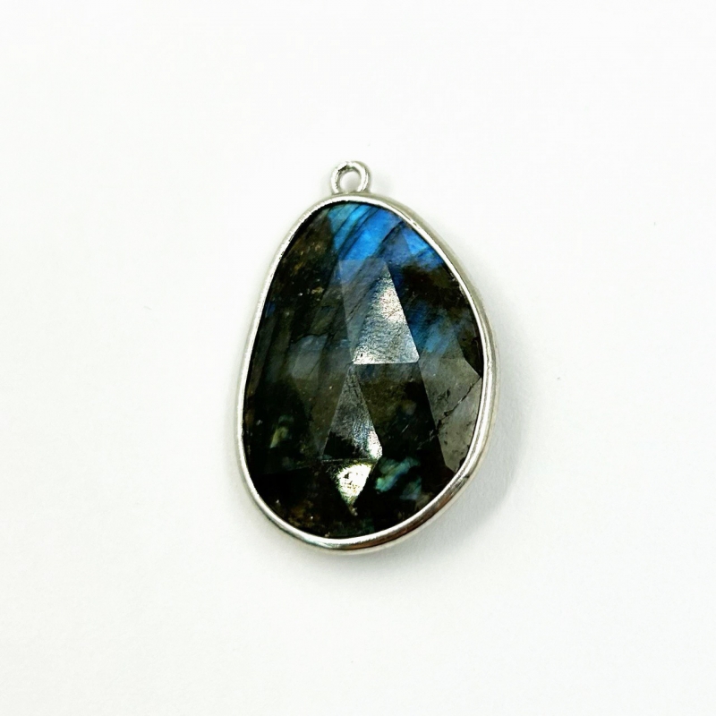 Кулон с лабрадоритом 21*31мм цвет серебро