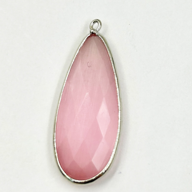 Кулон с кошачим глазом размер 15*37мм цвет серебро